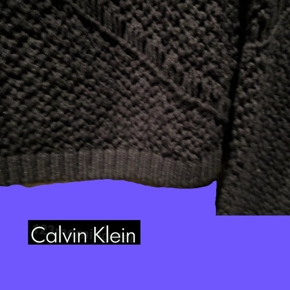 Calvin Klein NEW Bohemian Geometric Crochet-Mesh Semi-Sheer Sweater Top M - Picture 7 of 12